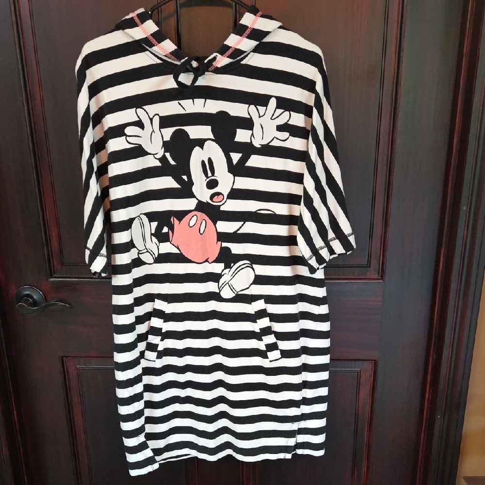 Disney Luxe Black and White Striped Swim Coverup